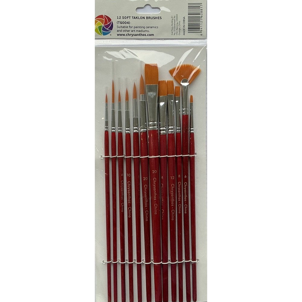 TG004 chrysanthos 12 Soft Taklon Brushes